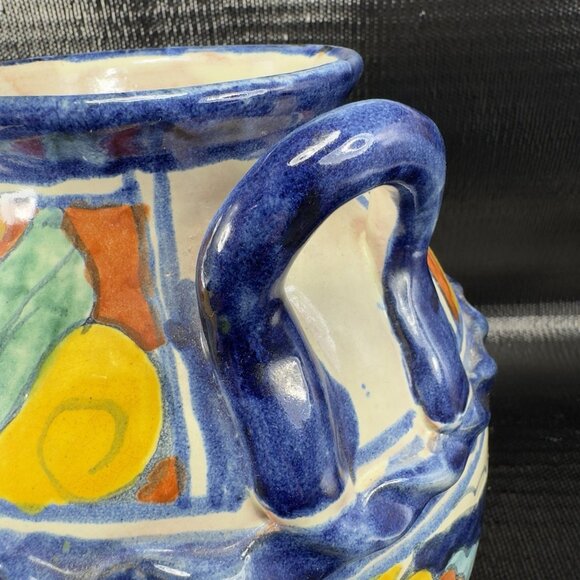 Hand Made Mexican Pottery Talavera Large Jug Container Cookie Jar W Lid Vintage - Picture 11 of 15